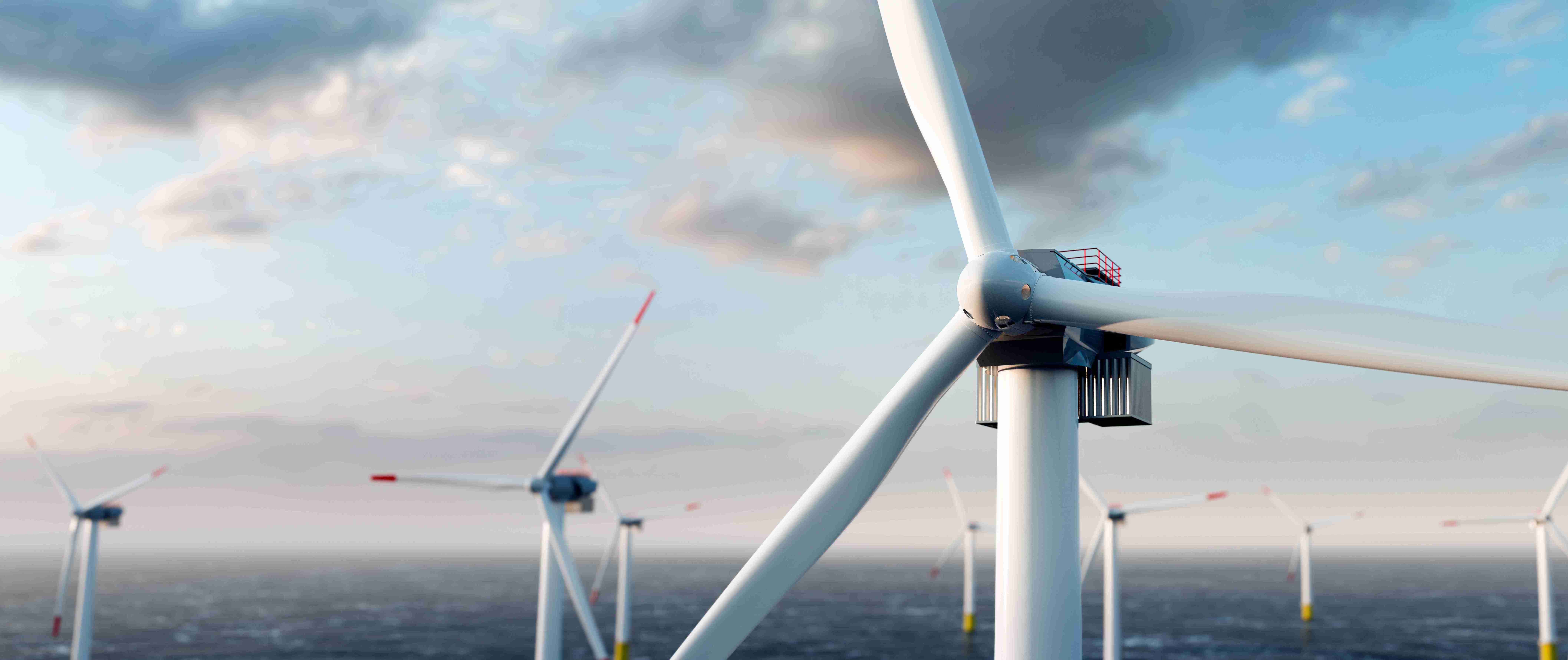 wind turbines on the ocean